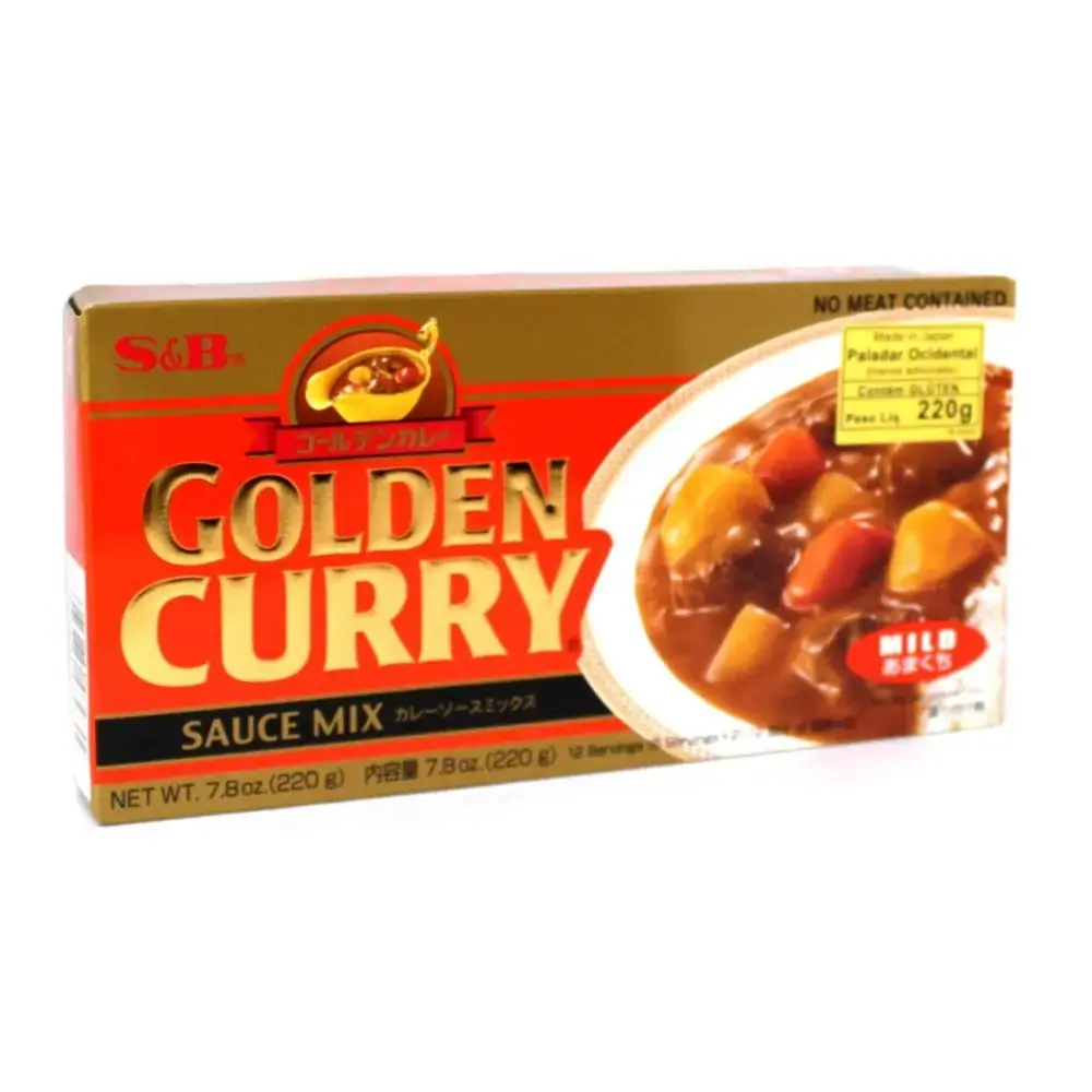 Tempero Golden Curry Amakushi com Sabor Suave Picante nível Fraco S&amp;B - 220 gramas