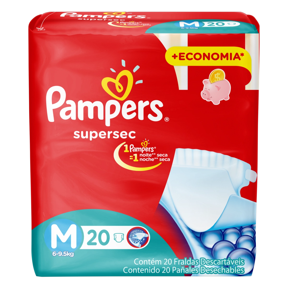 Fralda Descartável Infantil Pampers Supersec M Pacote 20 Unidades