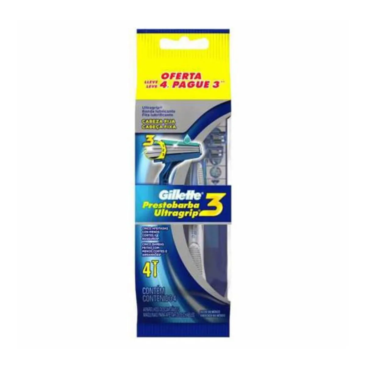 Aparelho de Barbear Gillette Prestobarba Ultragrip3 4 Unidades