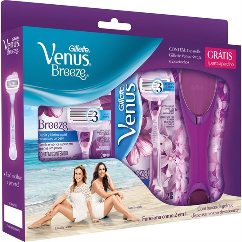 Aparelho Depilatório Gillette Venus 3 C/ 2 Cargas Gratis Porta Ap Unit