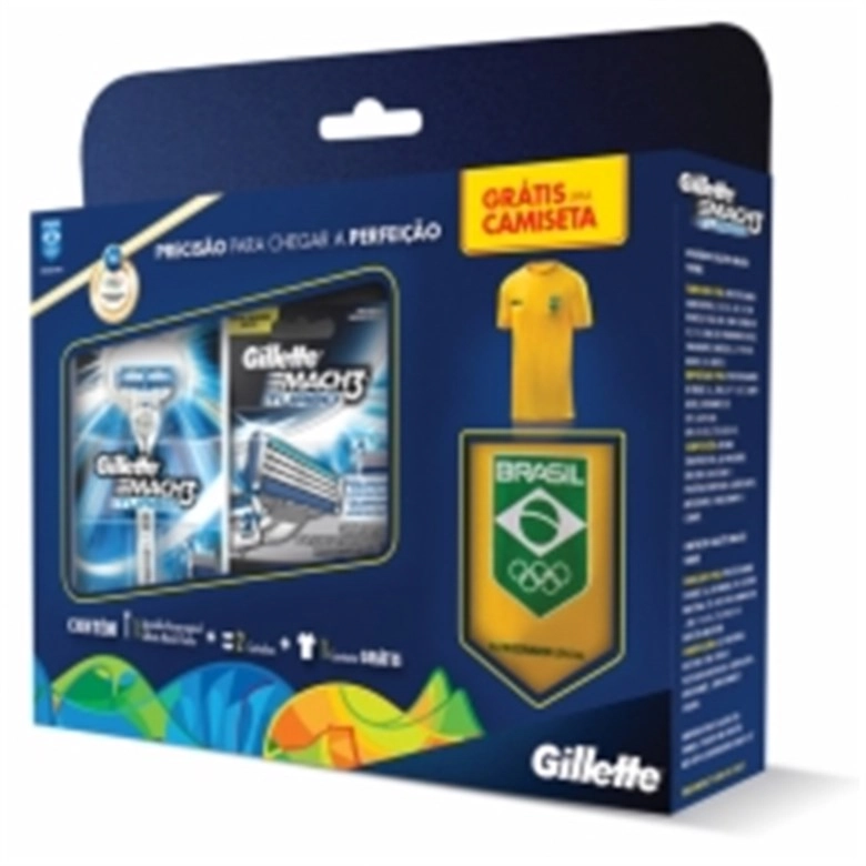 Aparelho Barbear Gillette Mach3 Turbo 2 Cargas Gts Camiseta Olympics Unit