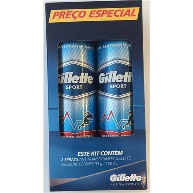 Kit 2 Antitranspirantes Spray Sport Pressure Defense Gillette 150ml