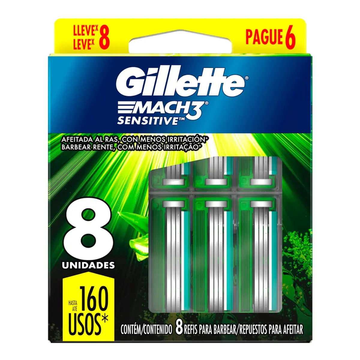 Carga Gillette Mach3 Sensitive 8 Unidades