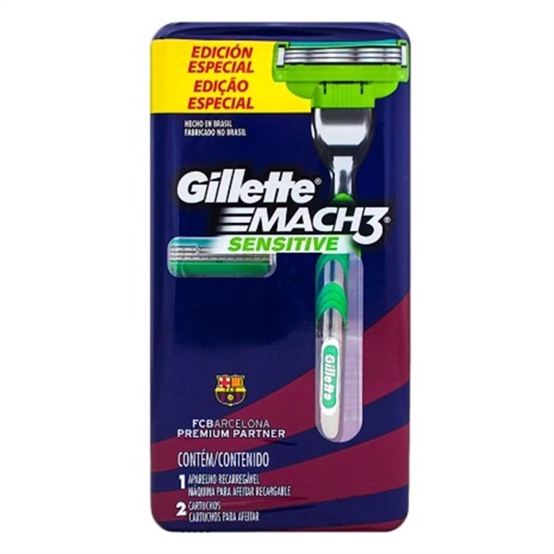 Aparelho Recarregável E 2 Cargas Para Barbear Gillette Mach3 Sensitive