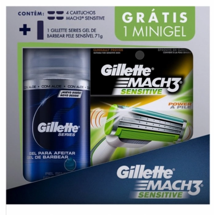 Kit 4 Cargas Mach3 Sensitive 1 Gel Gillette Mach3 Extra Comfort