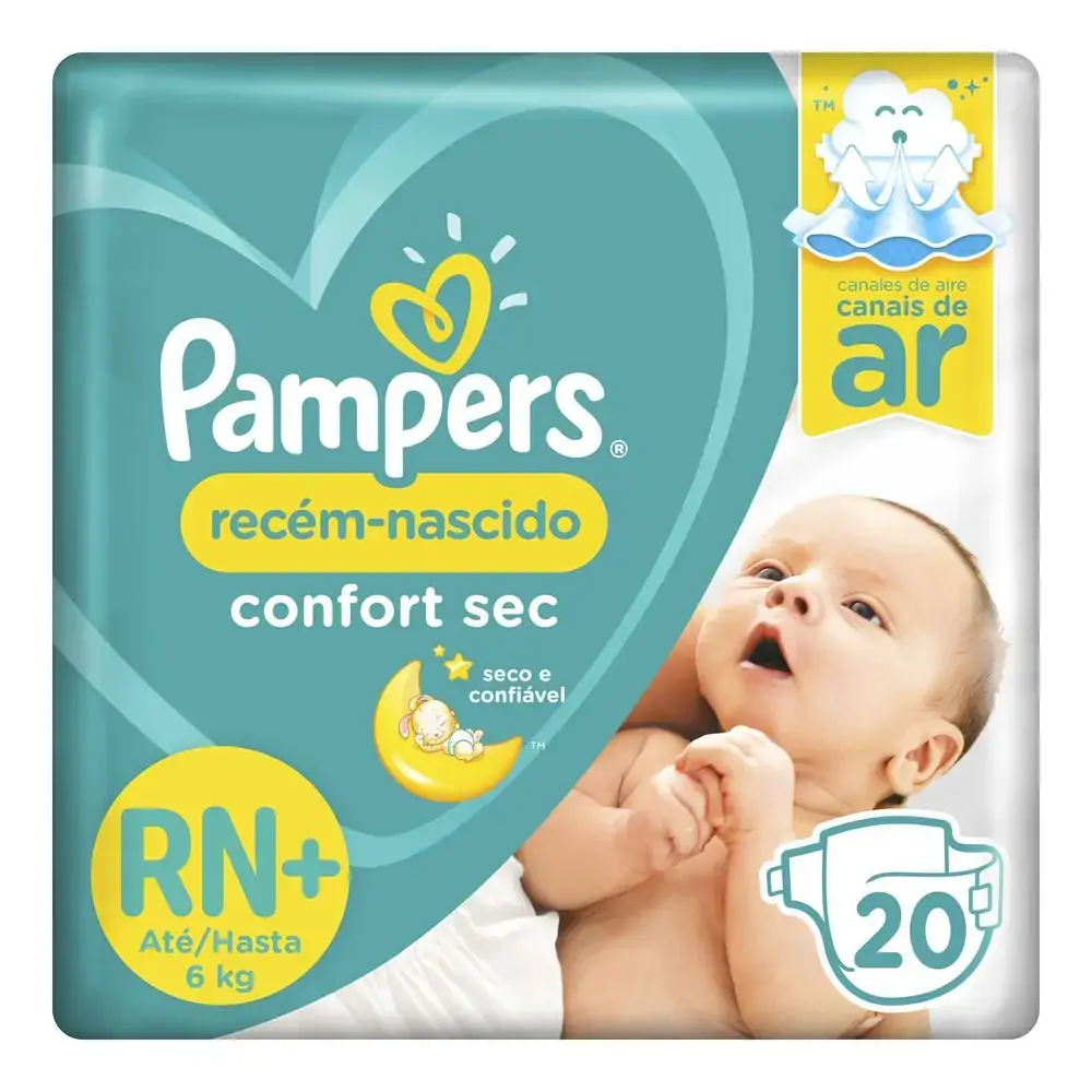 Fralda Descartável Infantil Pampers Confort Sec Rn Pacote 20 Unidades