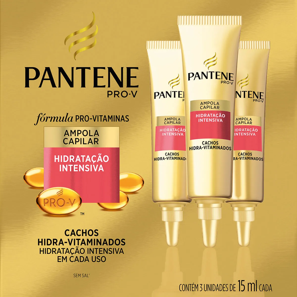 Ampola De Tratamento Pantene Cachos Hidra Vitaminados Caixa 3 Unidades 15ml Cada