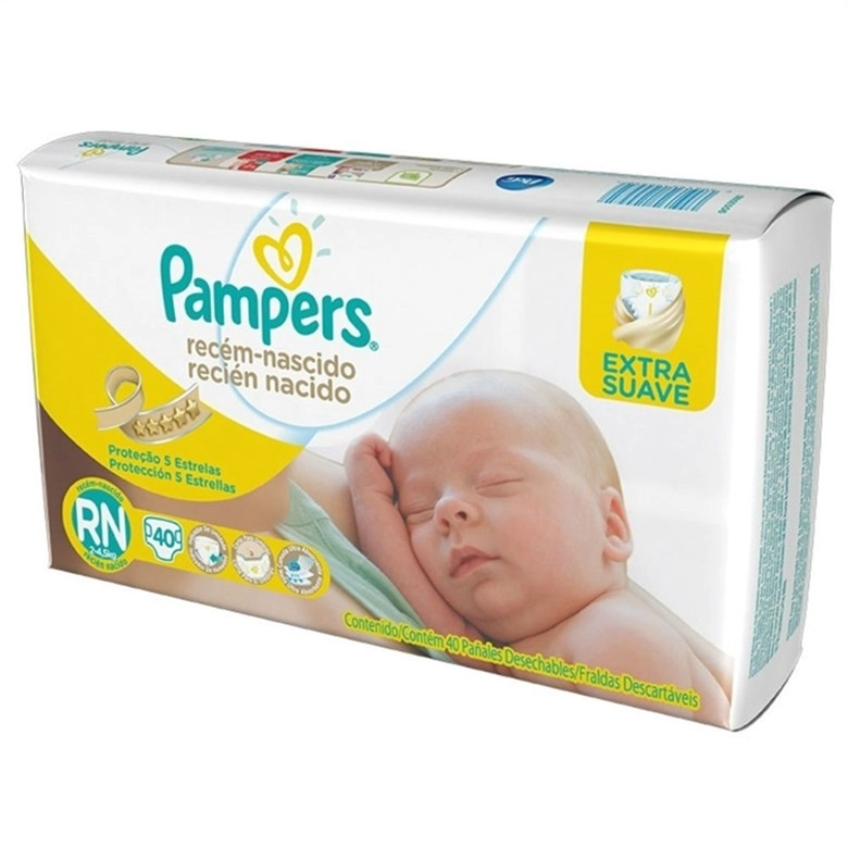Fralda Descartável Recém Nascido Pampers Rn Pacote 40 Unidades
