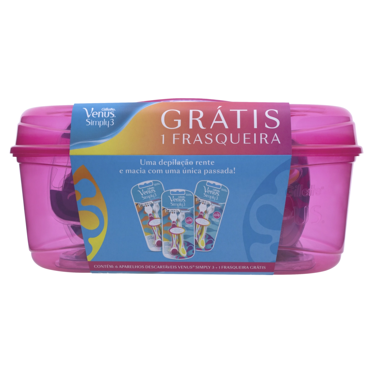 Kit 6 Aparelhos De Depilar Descartável Gillette Venus Simply3 Grátis Frasqueira