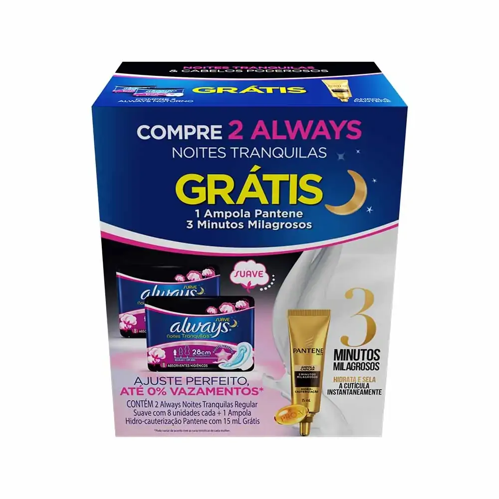 Kit 2 Abs Always Noit Tranq C/8 Suave Ampola