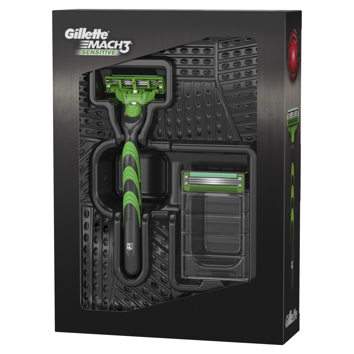 Kit Aparelho Recarregável 2 Cargas Para Barbear Liga Da Justiça Gillette Mach3 Sensitive