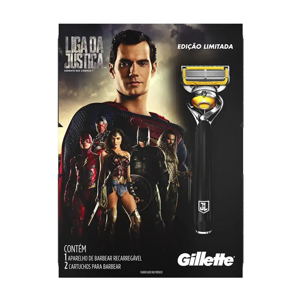 Aparelho Recarregável E 2 Cargas Para Barbear Liga Da Justiça Gillette Fusion