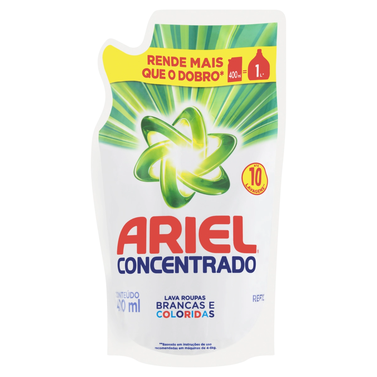 Lava Roupas Concentrado Roupas Brancas E Coloridas Ariel Sachê 400ml Refil