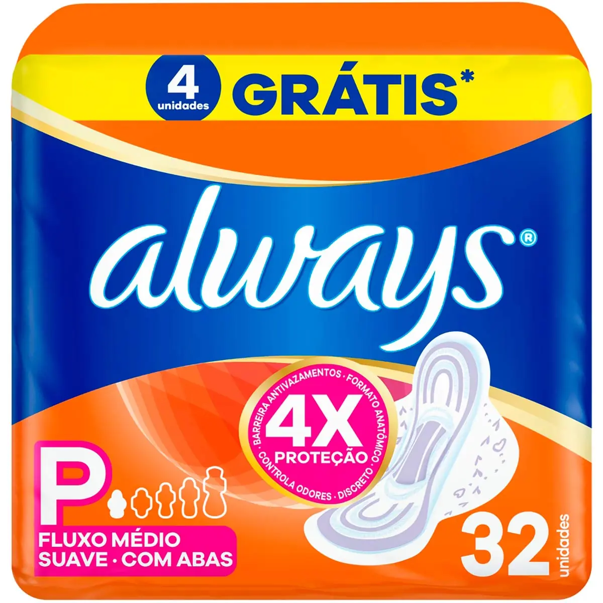 Absorvente Always P Suave com Abas 32 Unidades