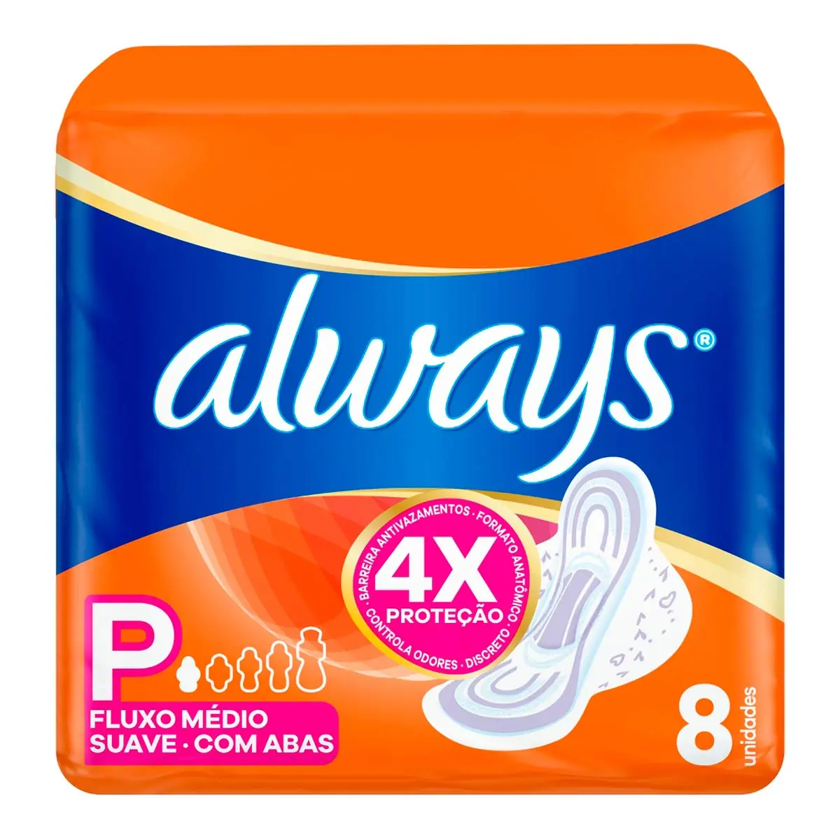 Absorvente Always P Suave com Abas 8 Unidades