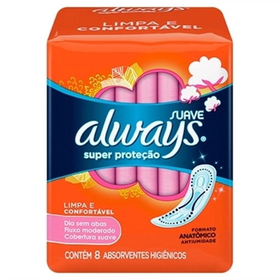 Absorvente Sem Abas Suave Always P Pacote 8 Unidades