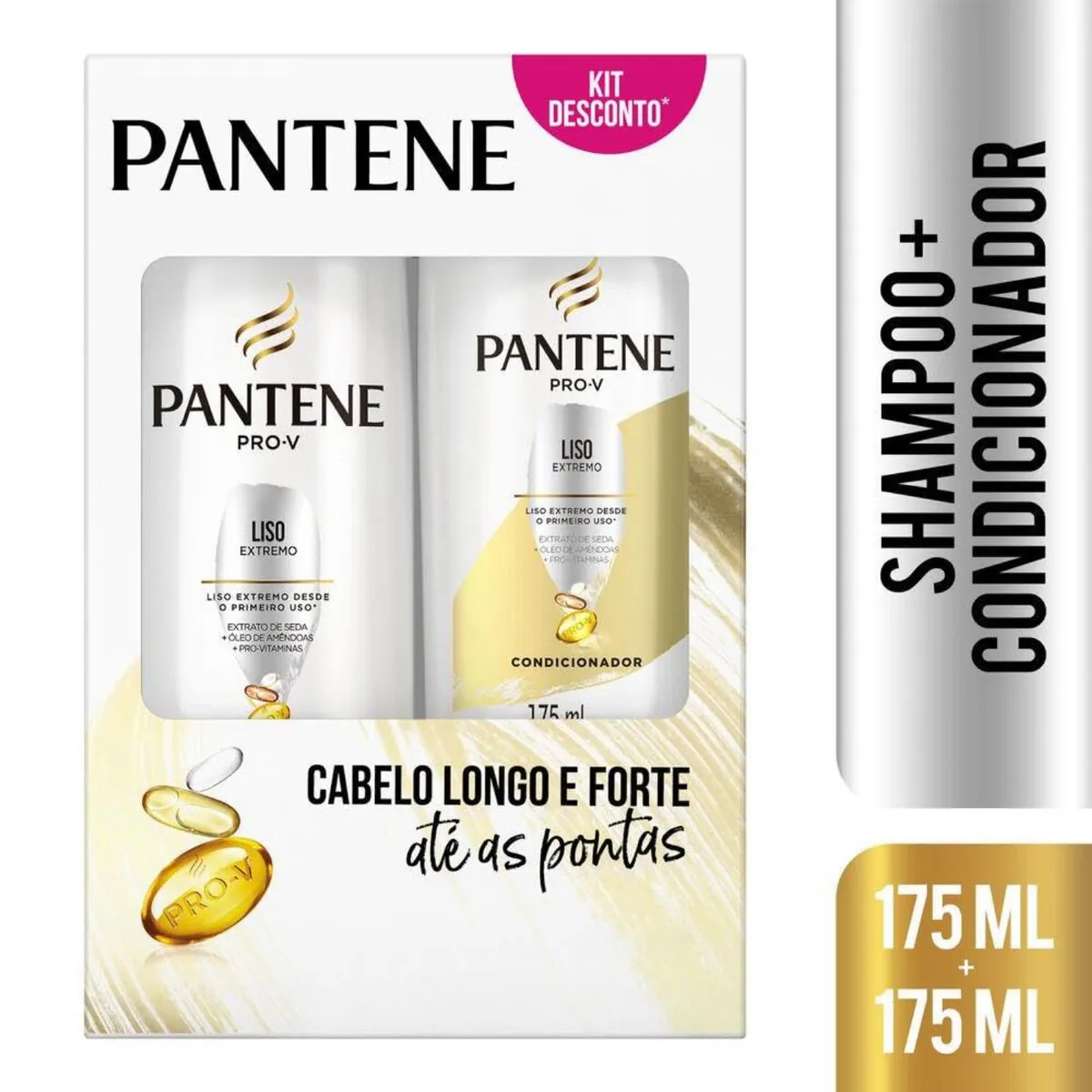 Kit Shampoo Condicionador Pantene Liso Extremo 175ml Cada