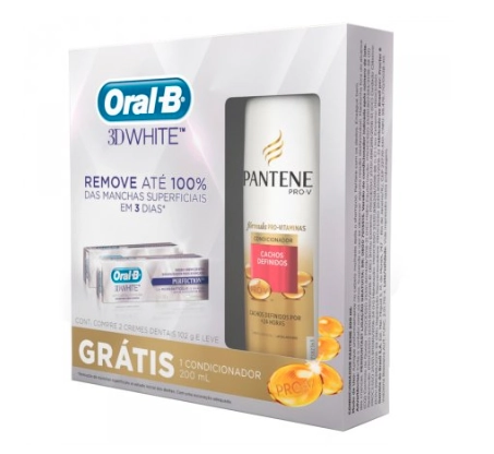 Kit 2 Cremes Dentais Oral B 3d White Perfection 102g Cada Grátis 1 Condicionador Pantene 200ml