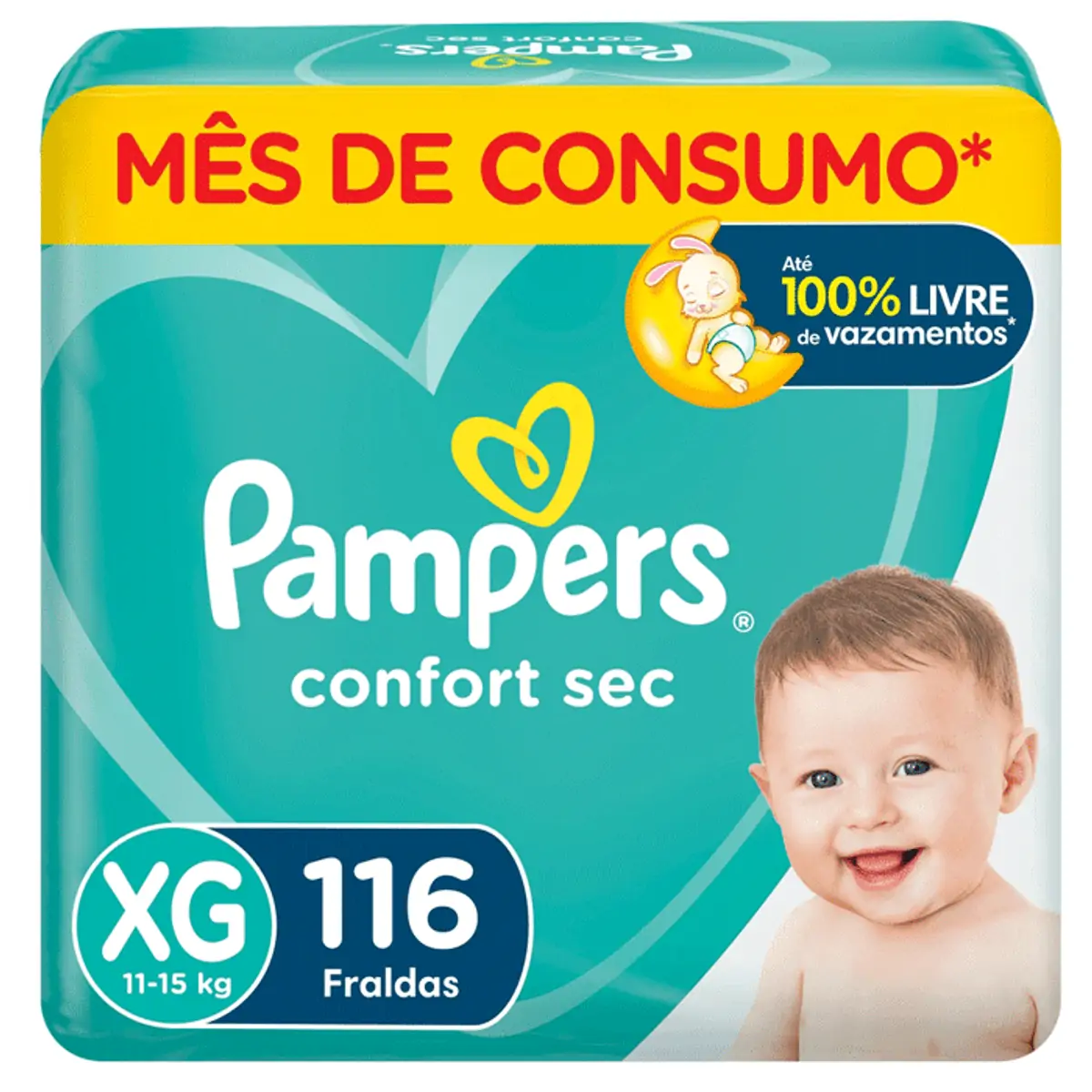 Fralda Descartável Infantil Pampers Confort Sec XG Pacote 116 Unidades
