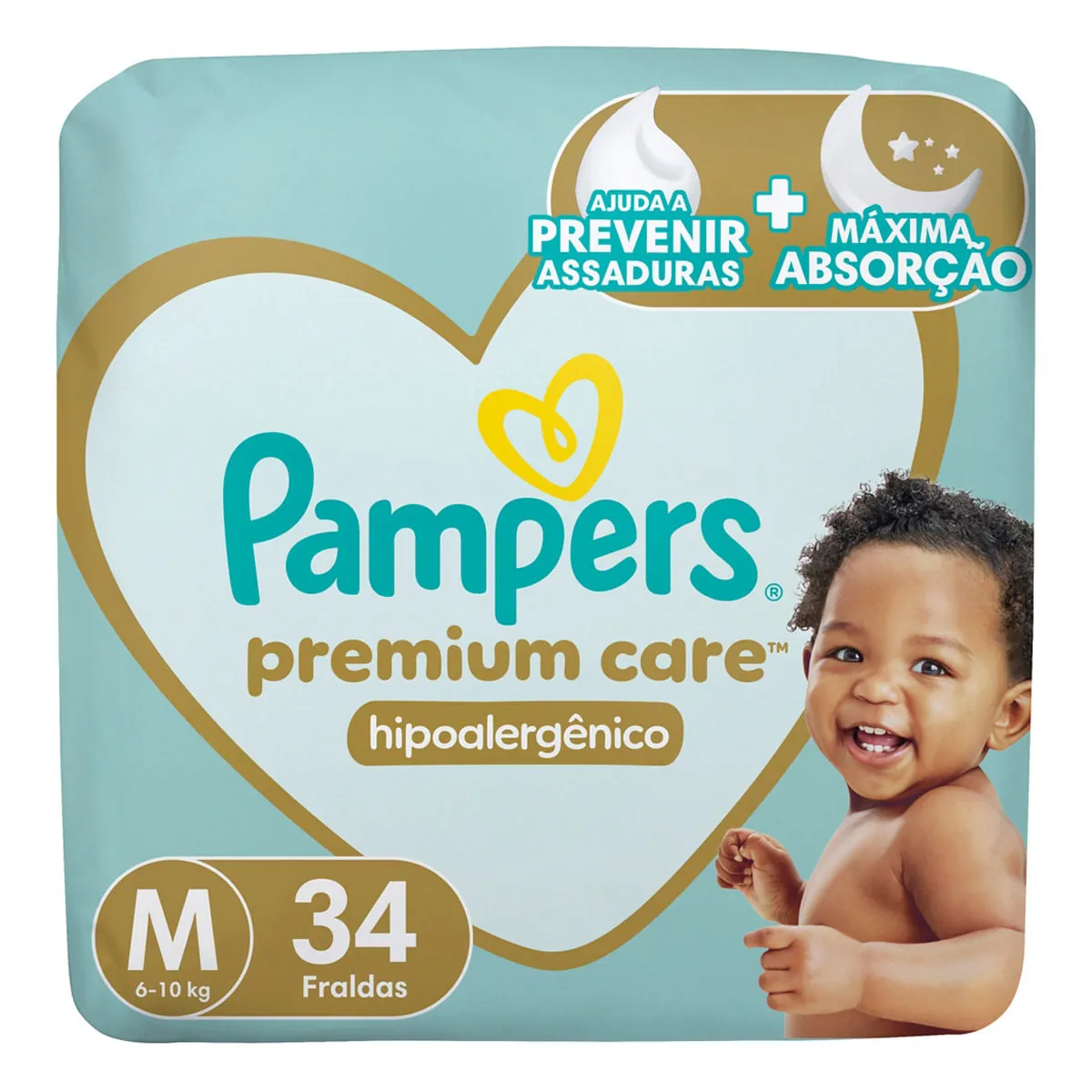 Fraldas Pampers Premium Care M 34 Unidades