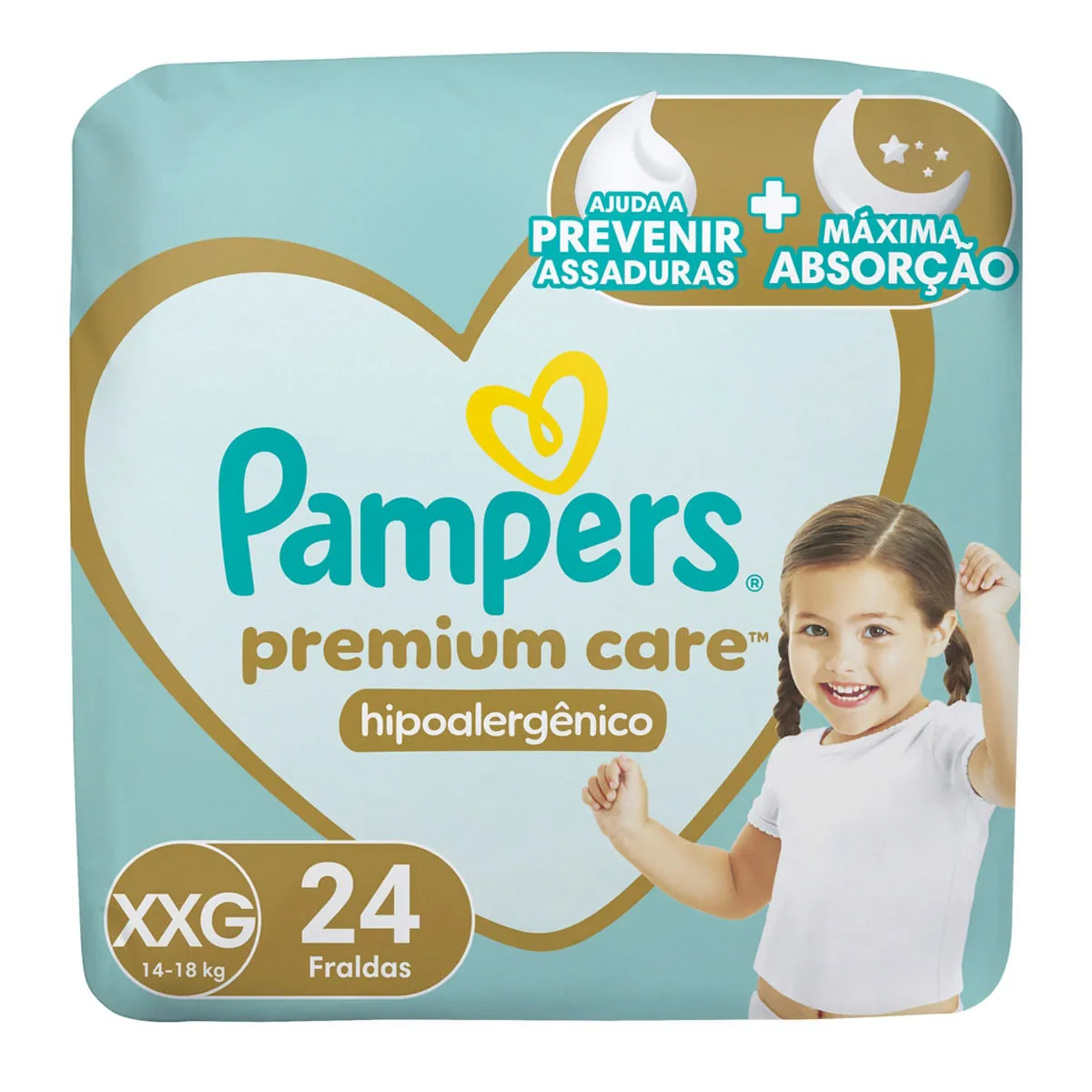 Fralda PAMPERS Premium Care XXG Pacote 24 Unidades