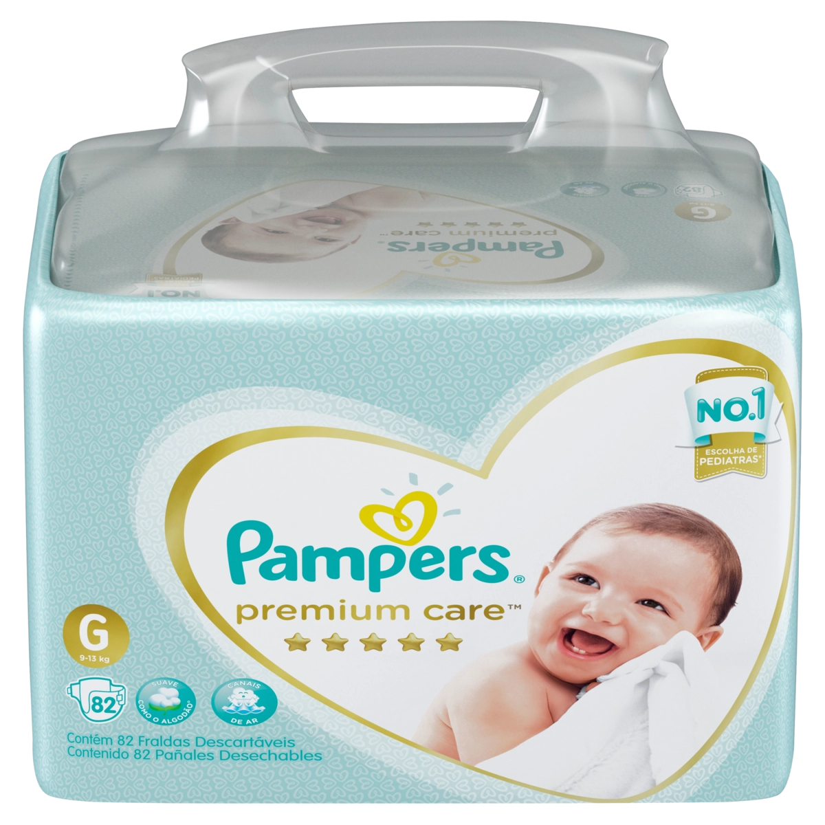 Fralda Descartável Infantil Pampers Premium Care G Pacote 82 Unidades