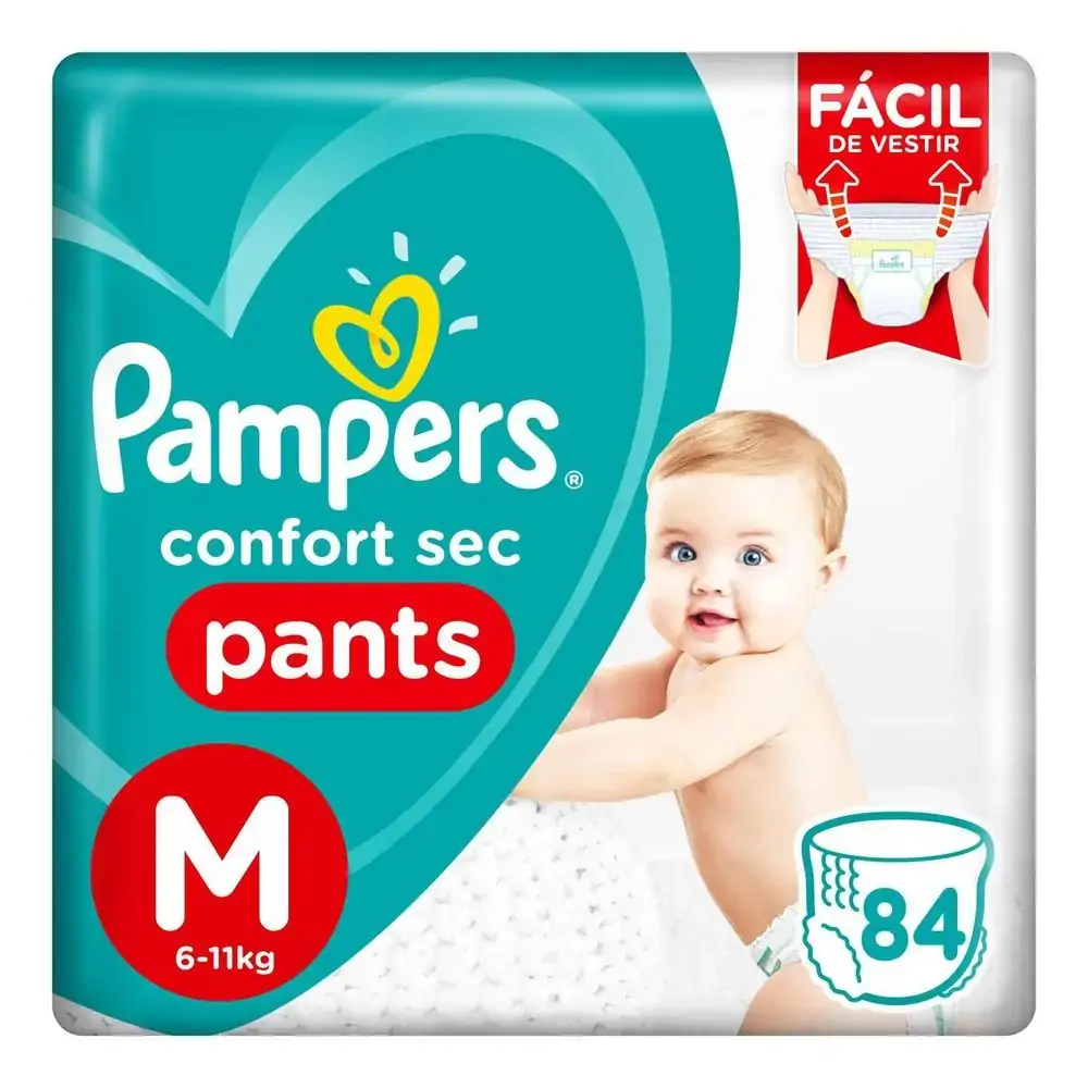Fralda Descartável Infantil Pants Pampers Confort Sec M Pacote 84 Unidades