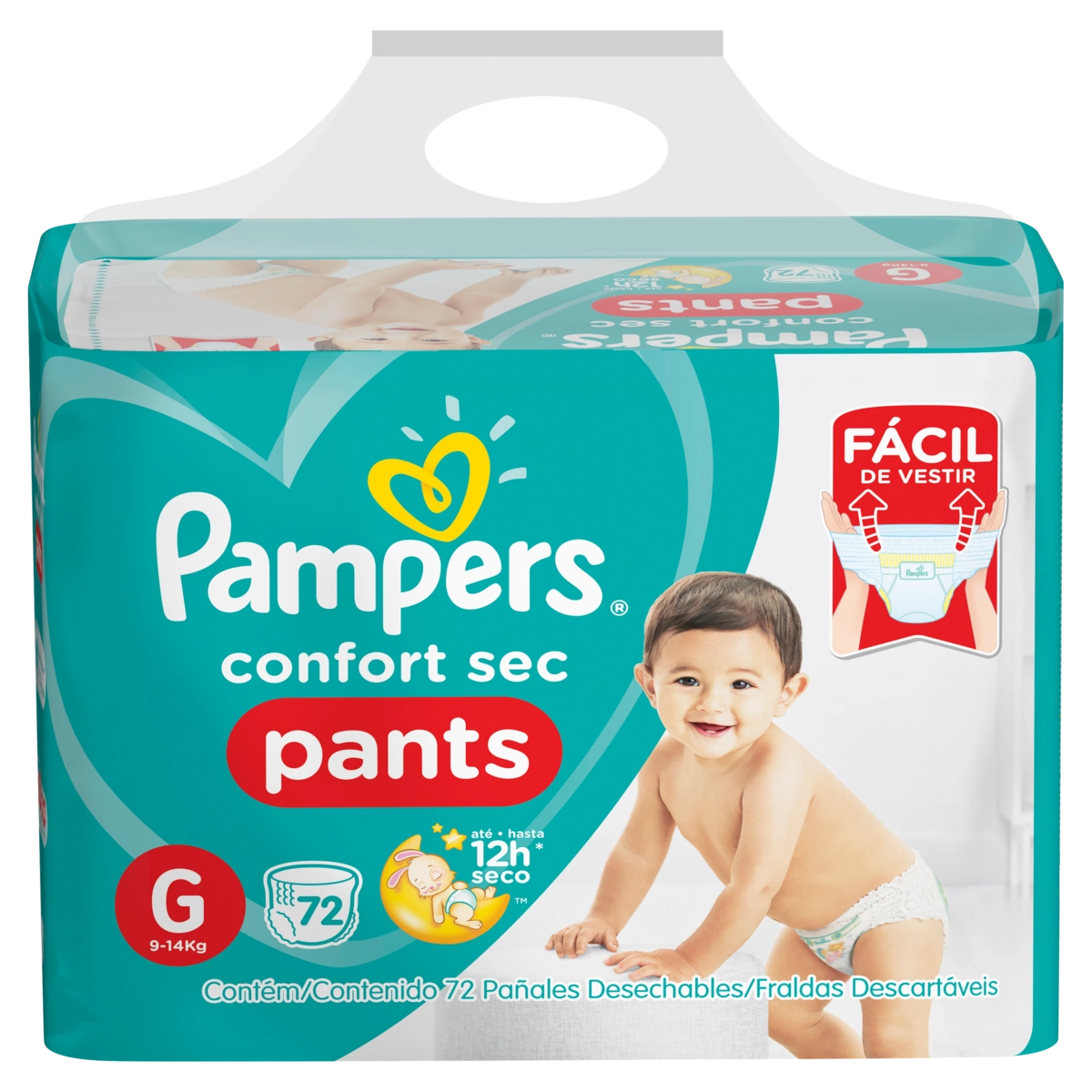 Fralda Descartável Infantil Pants Pampers Confort Sec G Pacote 72 Unidades
