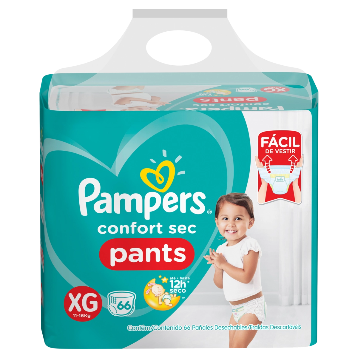 Fralda Descartável Infantil Pants Pampers Confort Sec Xg Pacote 66 Unidades