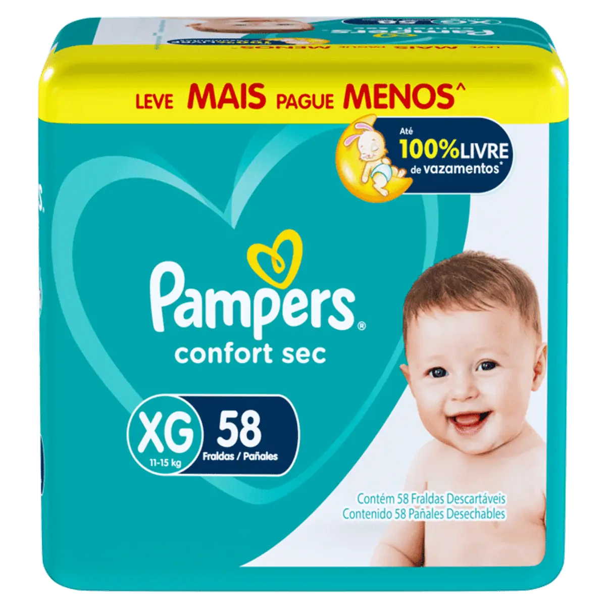 Fraldas Pampers Confort Sec XG 58 Unidades