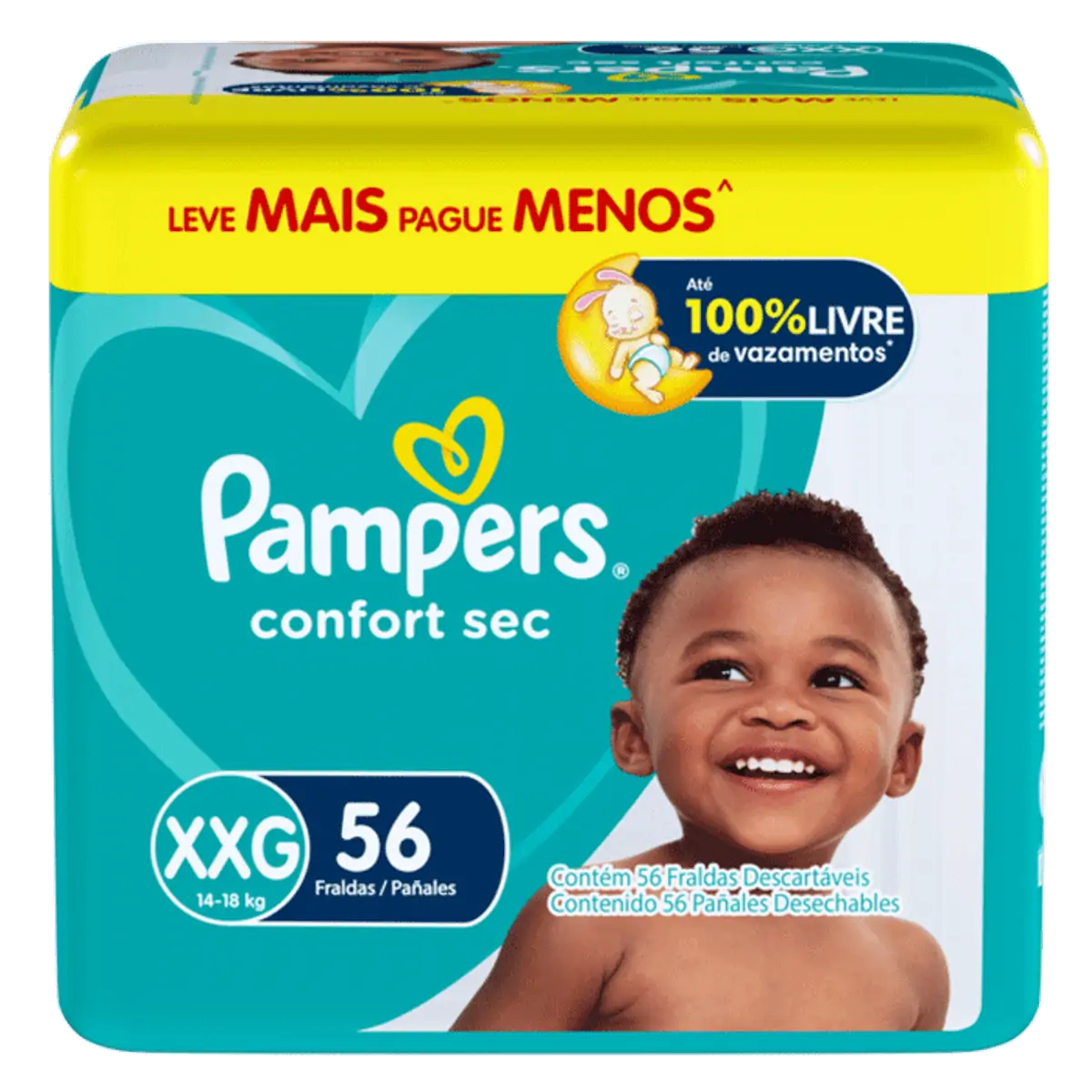 Fraldas Pampers Confort Sec XXG 56 Unidades