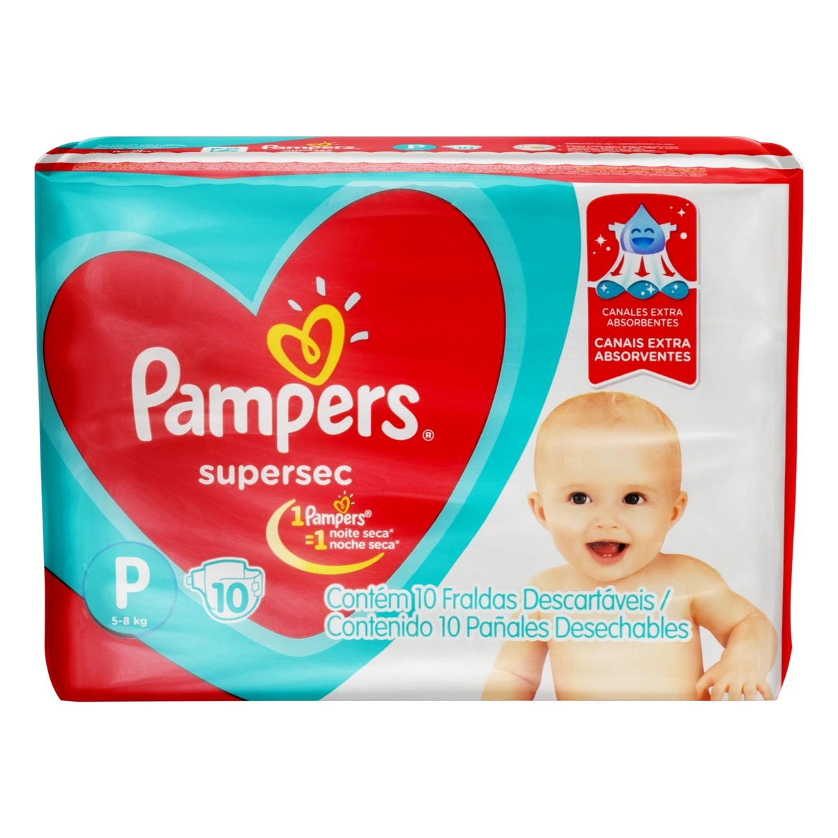 Fralda Descartável Infantil Pampers Supersec P Pacote 10 Unidades