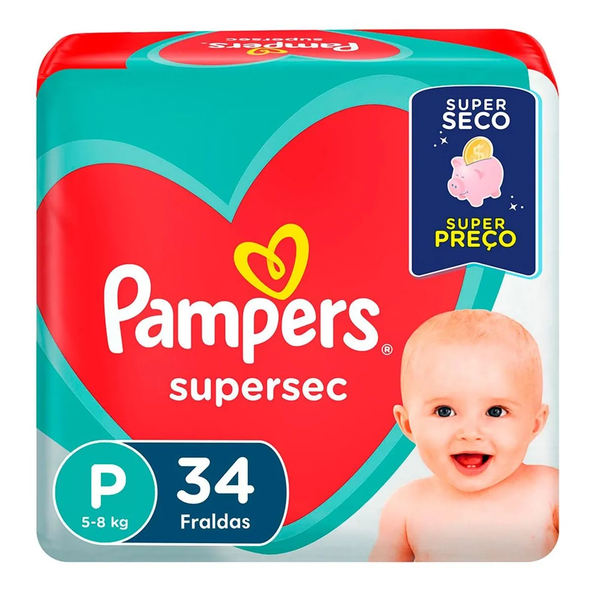 Fraldas Pampers Supersec P 34 Unidades