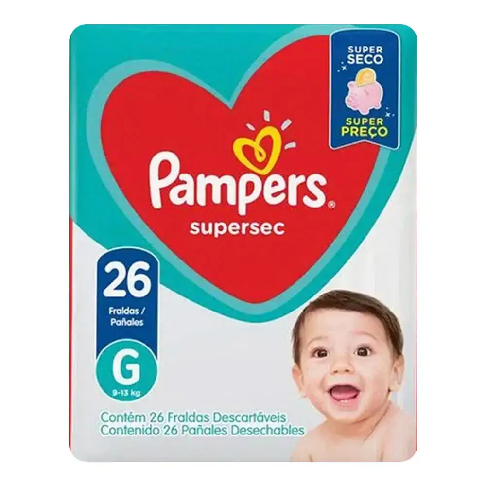 Fraldas Pampers Supersec G 26 Unidades