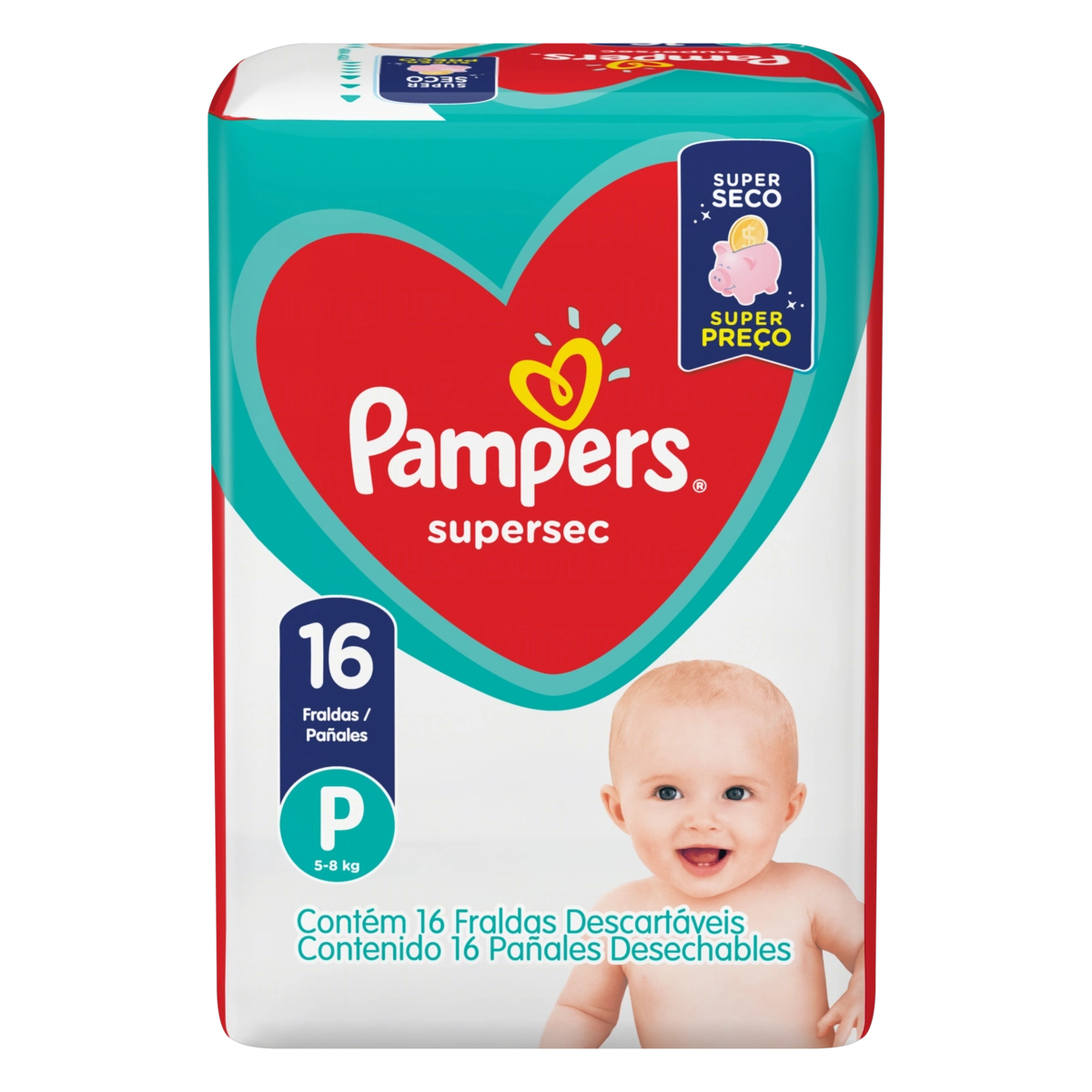 Fralda Descartável Infantil Pampers Supersec P Pacote 16 Unidades