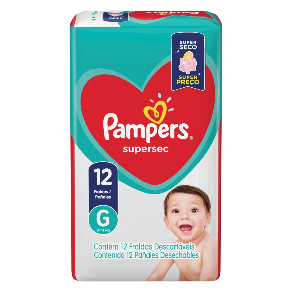 Fralda Descartável Infantil Pampers Supersec G Pacote 12 Unidades