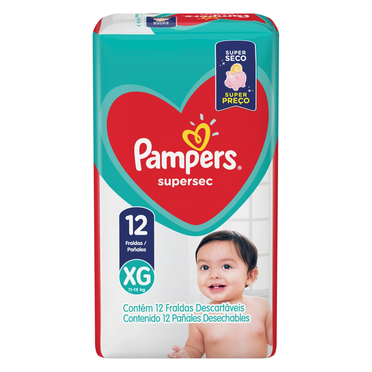 Fralda Descartável Infantil Pampers Supersec Xg Pacote 12 Unidades