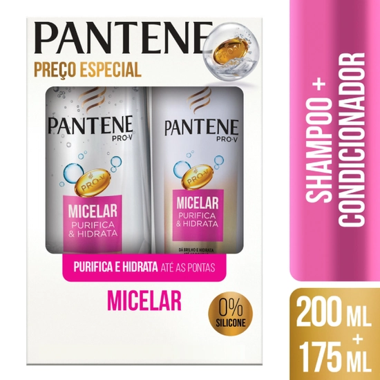 Kit Shampoo Condicionador Creme Pantene Micelar Purifica Hidrata
