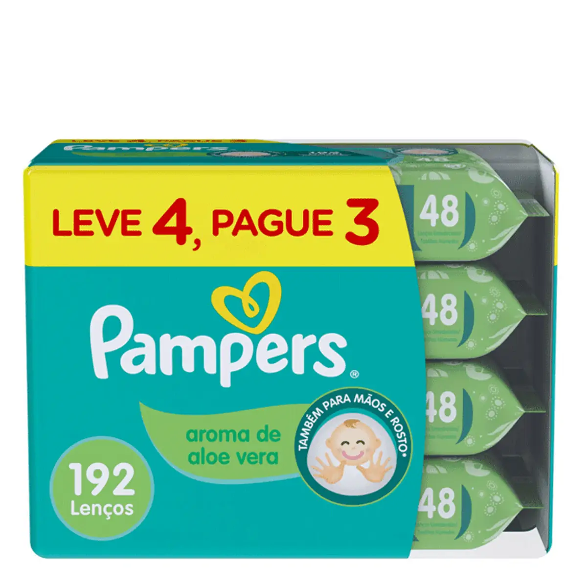 Lenços Umedecidos Pampers Aroma de Aloe Vera 192 Unidades