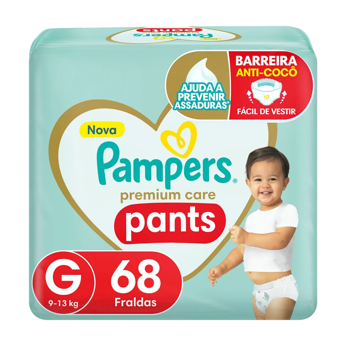 Fralda Pampers Premium Care Pants Top Tamanho G 68 unidades