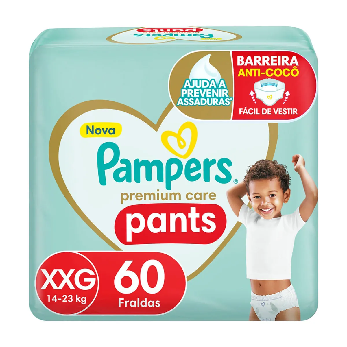 Fralda Pampers Premium Care Pants Top Tamanho XXG 60 unidades