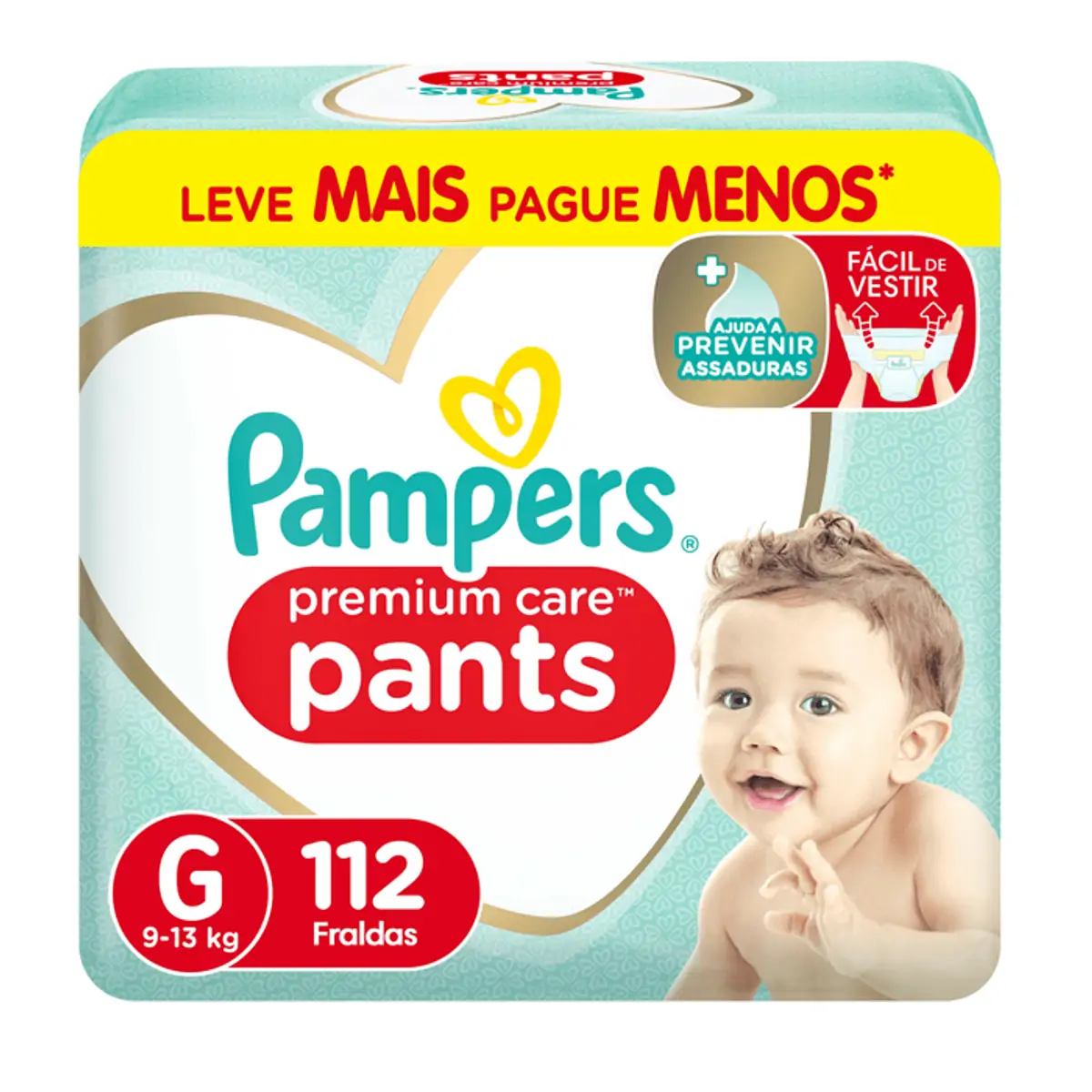 Fralda Descartável Infantil Pants Pampers Premium Care G Pacote 112 Unidades Leve Mais Pague Menos