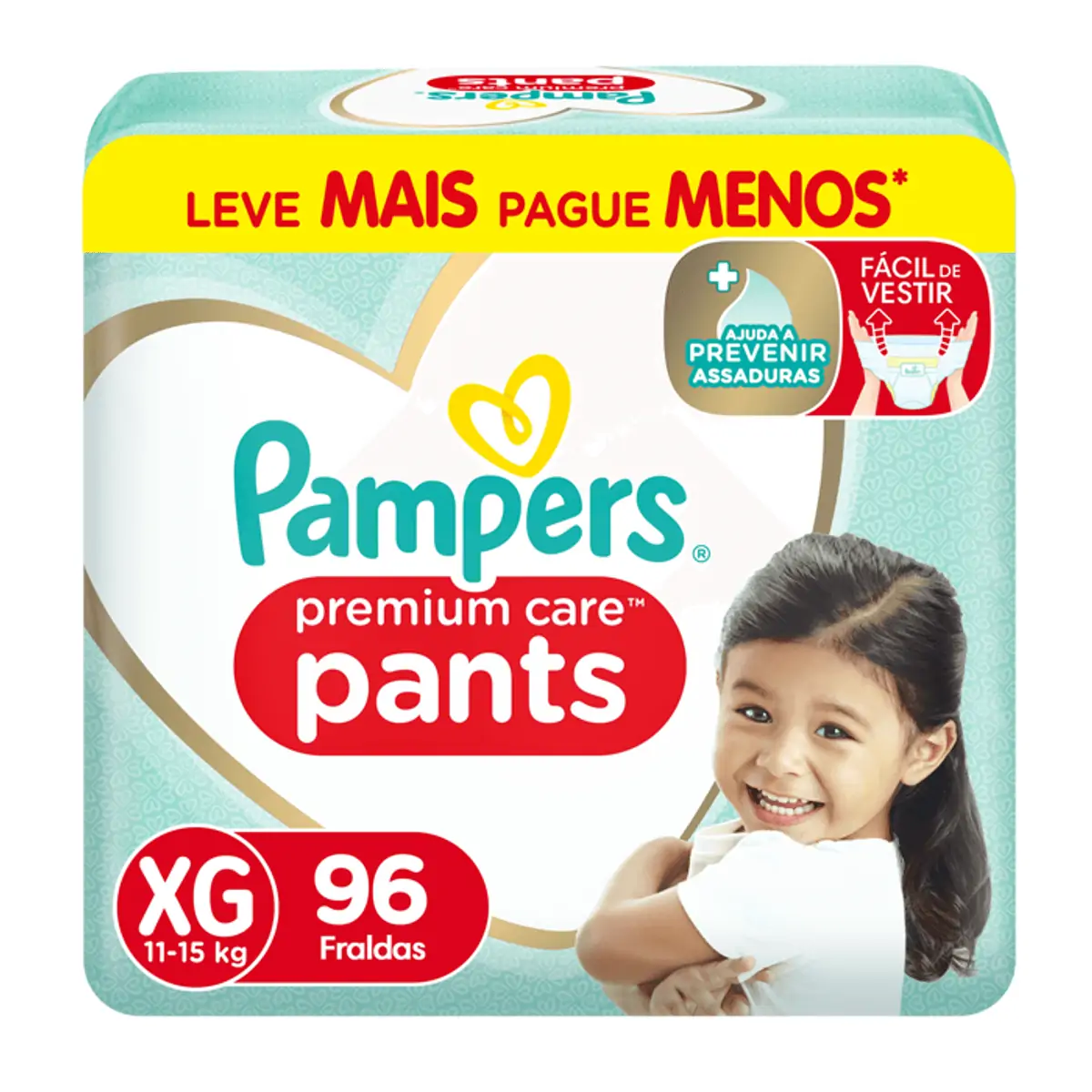 Fralda Descartável Infantil Pants Pampers Premium Care Xg Pacote 96 Unidades Leve Mais Pague Menos