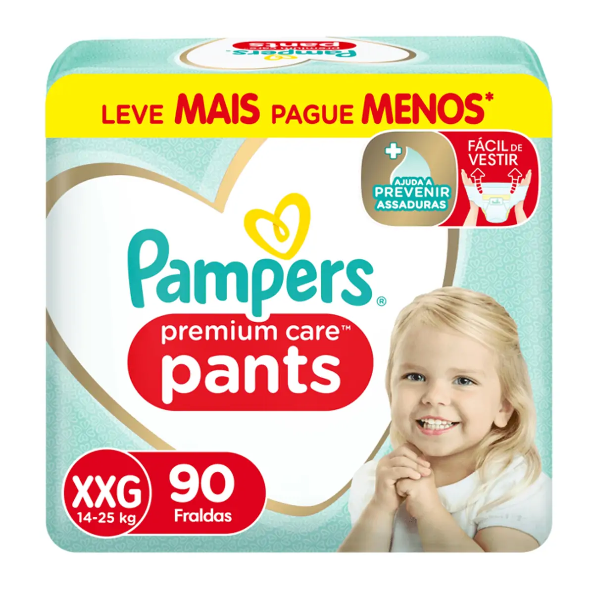 Fralda Descartável Infantil Pants Pampers Premium Care Xxg Pacote 90 Unidades Leve Mais Pague Menos