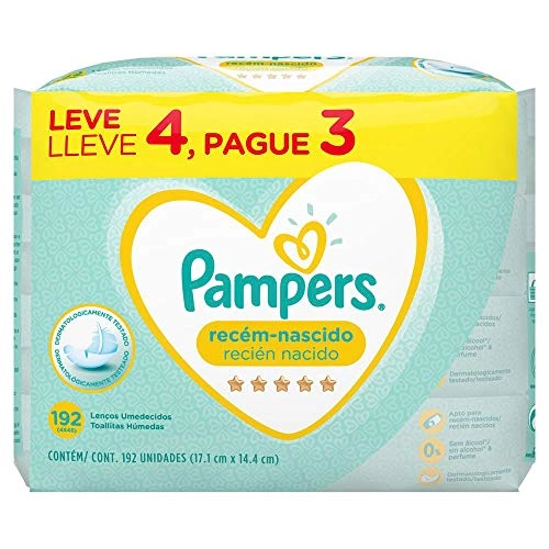Pack Lenço Umedecido Recém Nascido Pampers Pacote Leve 4 Pague 3 Unidades