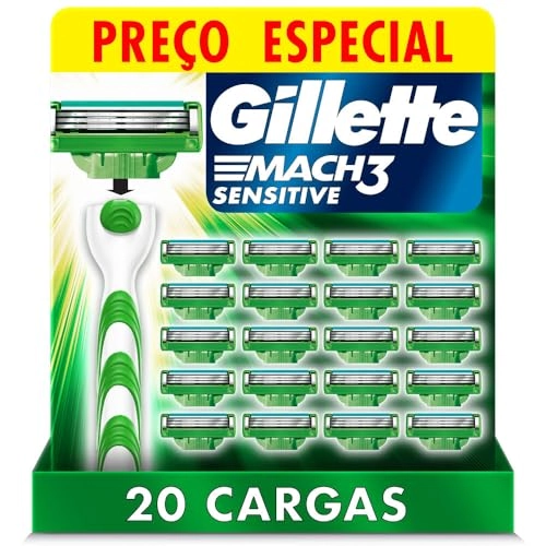 Carga De Aparelho Para Barbear Gillette Mach3 Sensitive 20 Unidades