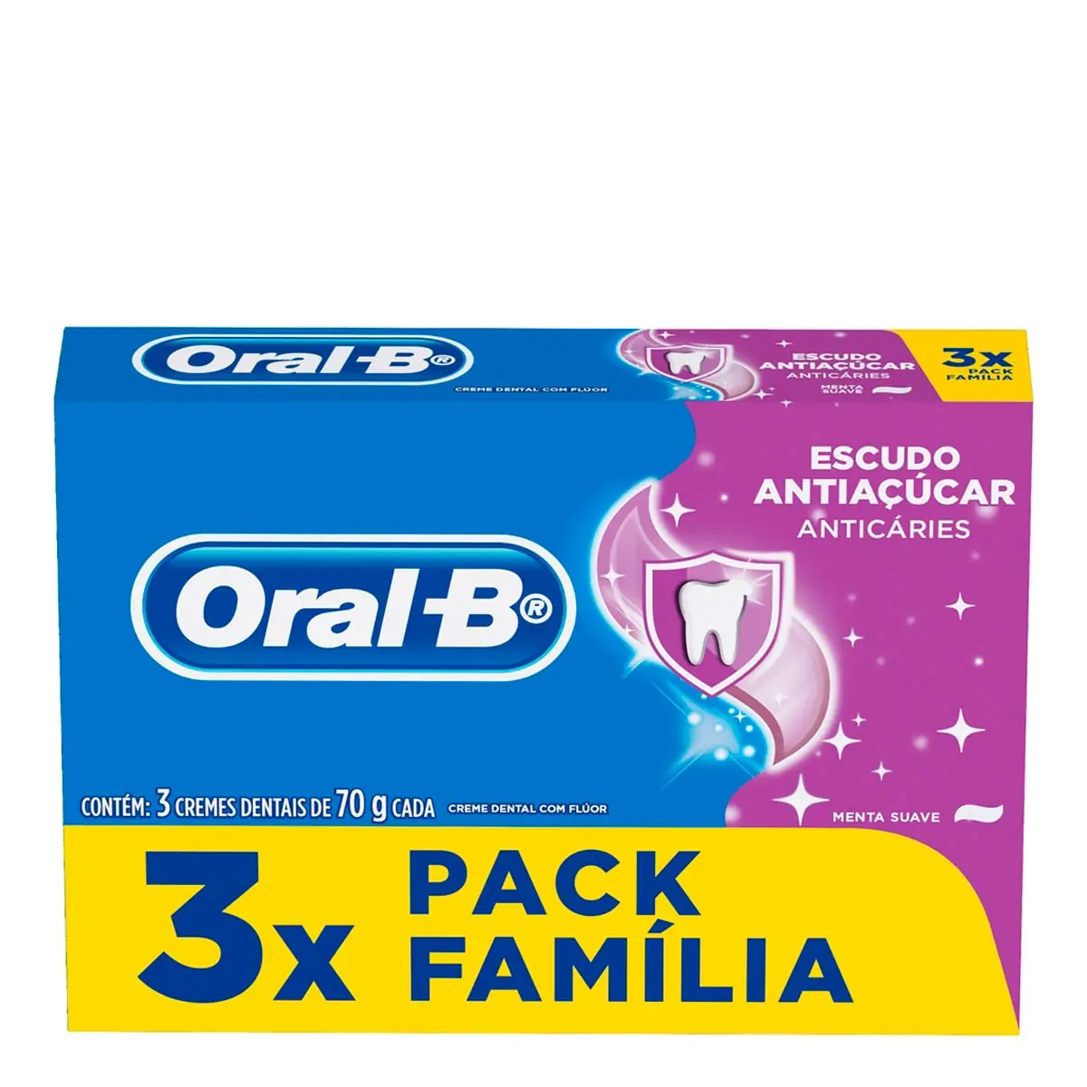 Creme Dental Oral-B Escudo Antiaçúcar 70g 3 Unidades