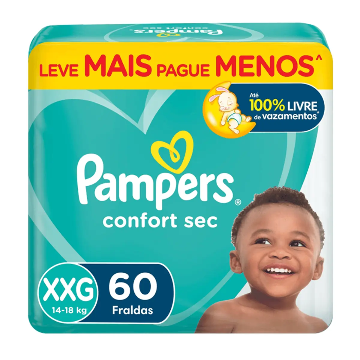 Fralda Descartável Infantil Pampers Confort Sec Xxg Pacote 60 Unidades Leve Mais Pague Menos