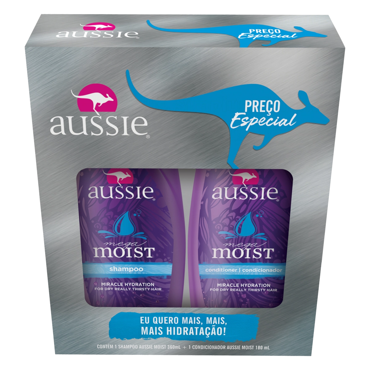 Kit Shampoo 360ml + Condicionador 180ml Aussie Mega Moist