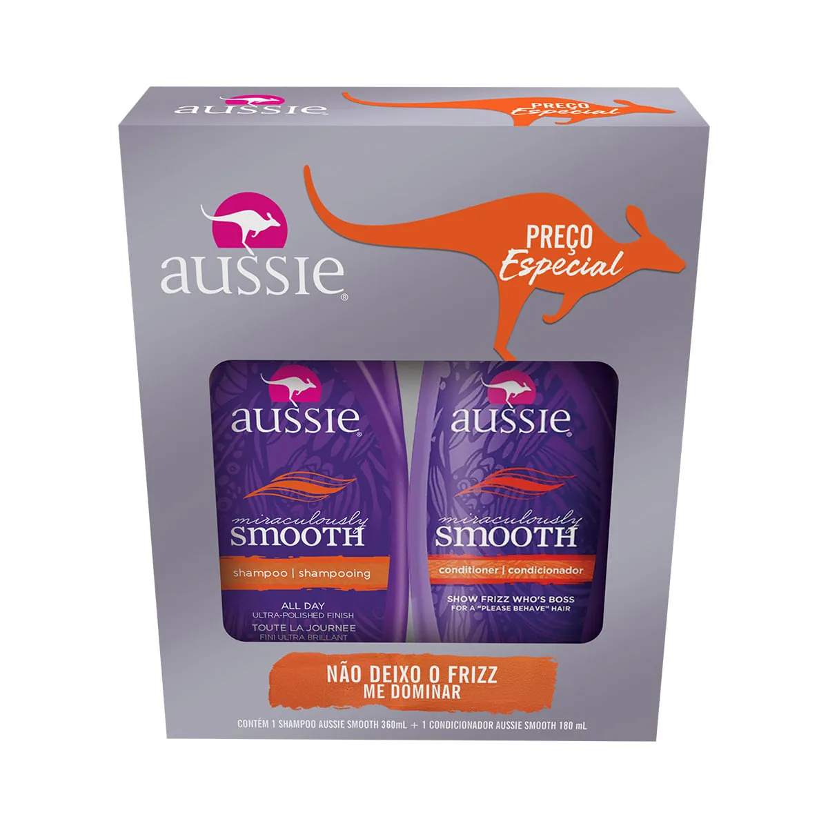 Kit de Shampoo e Condicionador Aussie Miracle Smooth